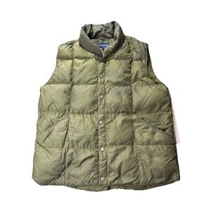 Lands' End Mens Olive Down Vest M 38-40 Puffer Snap Front Pockets